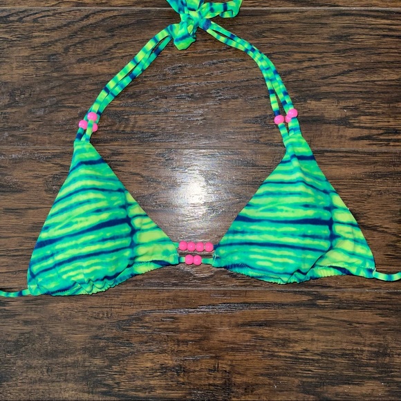 Victoria's Secret tie dye pink beaded bikini small swim top - Picture 4 of 5